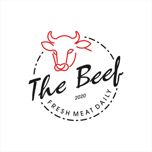 Eenvoudige Slagerij Logo Beef Badge Template Organic Meat Shop Vector — Stockvector