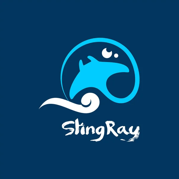 Stingray Logotipo Design Simples Animal Vetor Cor Plana Gráfico Marinho — Vetor de Stock