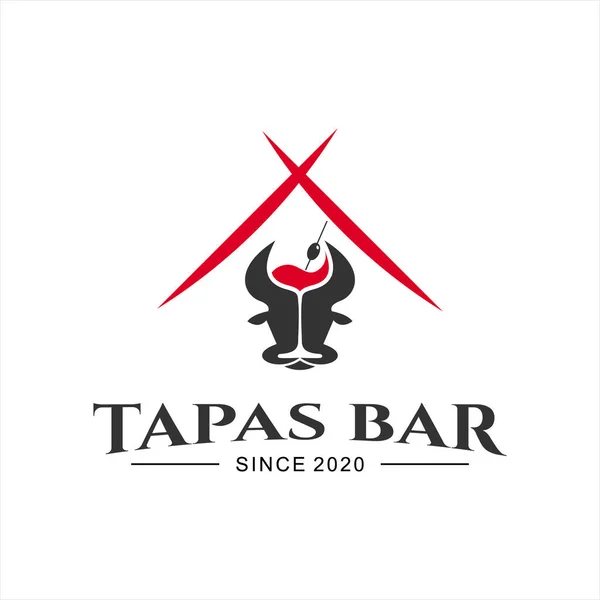 Espanhol Bar Tapas Food Logo Design Template Cuisine Gourmet Vector — Vetor de Stock