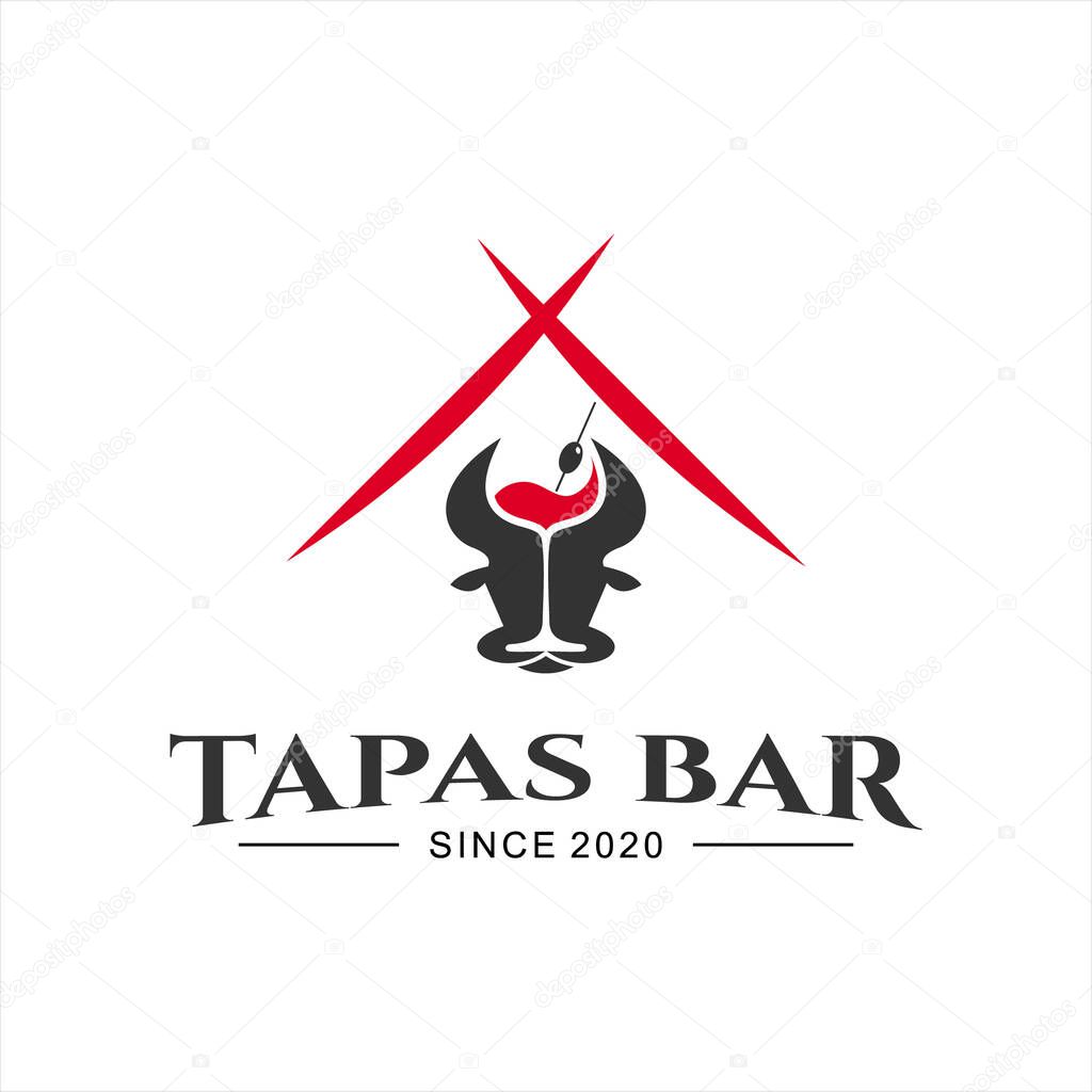 Spanish bar tapas food logo design template cuisine and gourmet vector inspiration