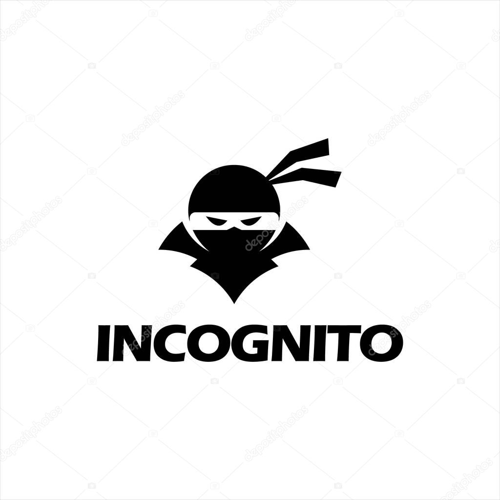 Simple ninja face spy vector logo. private technology icon inspiration