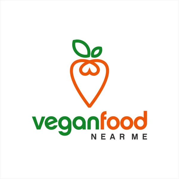 Vegan Food Logo Simple Carrot Line Art Fun Vector Best — Stock Vector