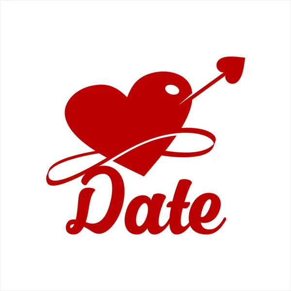 Simple Modern Hearth Arrow Vector Red Color Dating Love Logo — Stock Vector