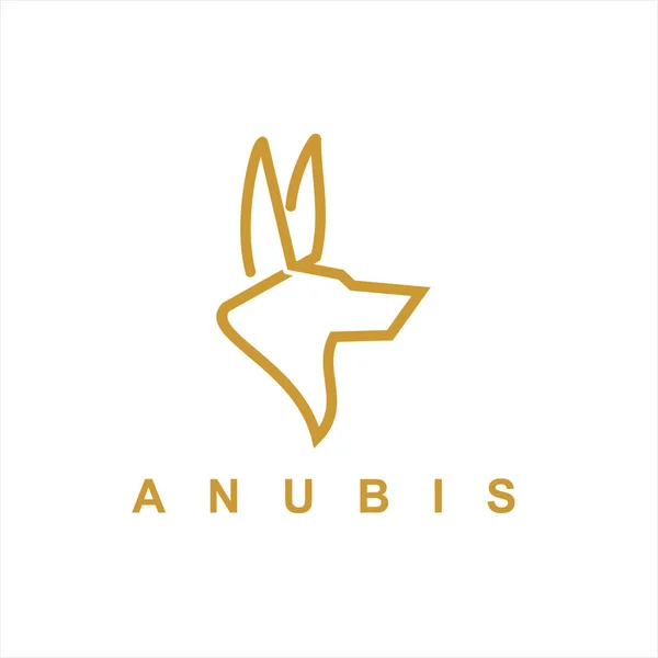 Anubis Logotipo Cabeça Vetor Linha Simples Arte Gráfico Negócios Animal — Vetor de Stock