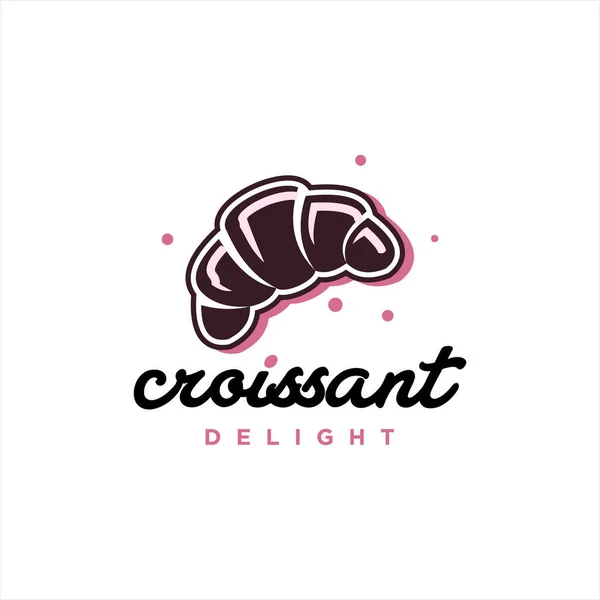 Padaria Logo Design Cartoon Croissant Vector Ilustração Pastelaria Simples Para — Vetor de Stock