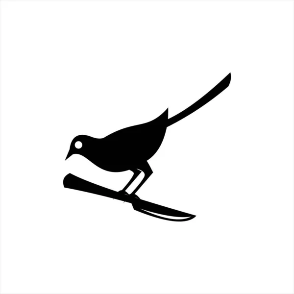 Magpie Bird Logo Design Djur Vektor Fågel Stående Kniv Illustration — Stock vektor