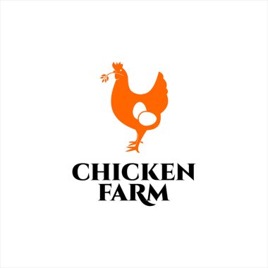 Basit Modern Tavuk Çiftliği Logosu Tasarımı, Tarım Şablonu İllüstrasyonu ve Grafik Vektör Elemanı