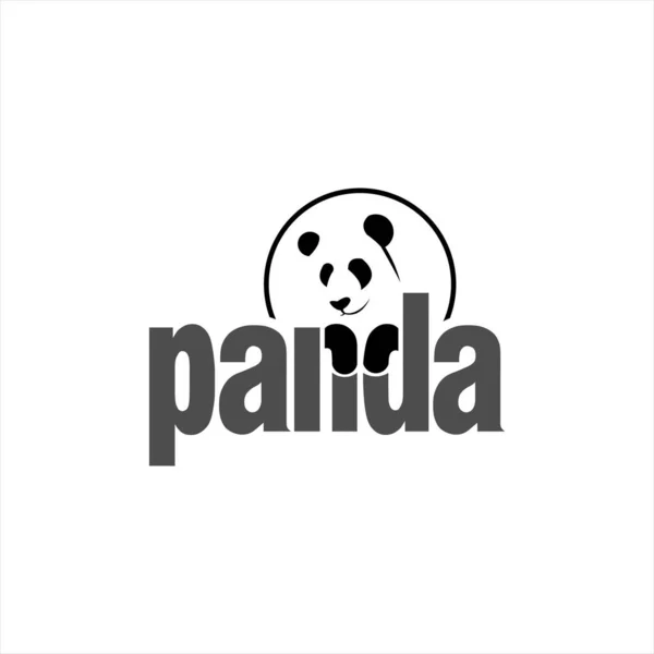 パンダのロゴシンプルな動物のタイポグラフィのテキスト 保護アジアクマ野生動物 — ストックベクタ