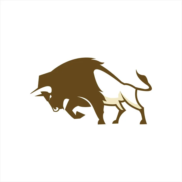 Dibujos Animados Bison Logo Ilustración Animal Vida Silvestre Fauna Vector — Vector de stock