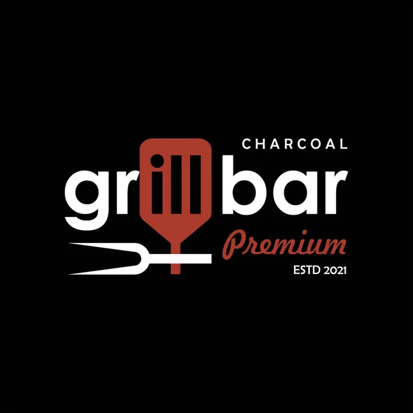 Barbecue Logo Design Grill Bar Text — Stock Vector