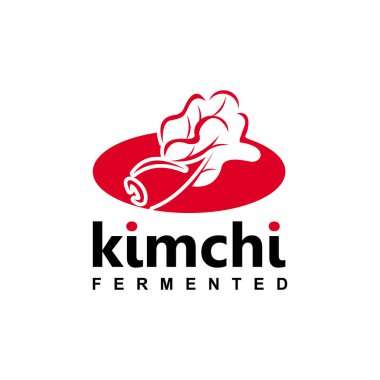 Kırmızı Tabak Vektöründe Kimchi Logosu