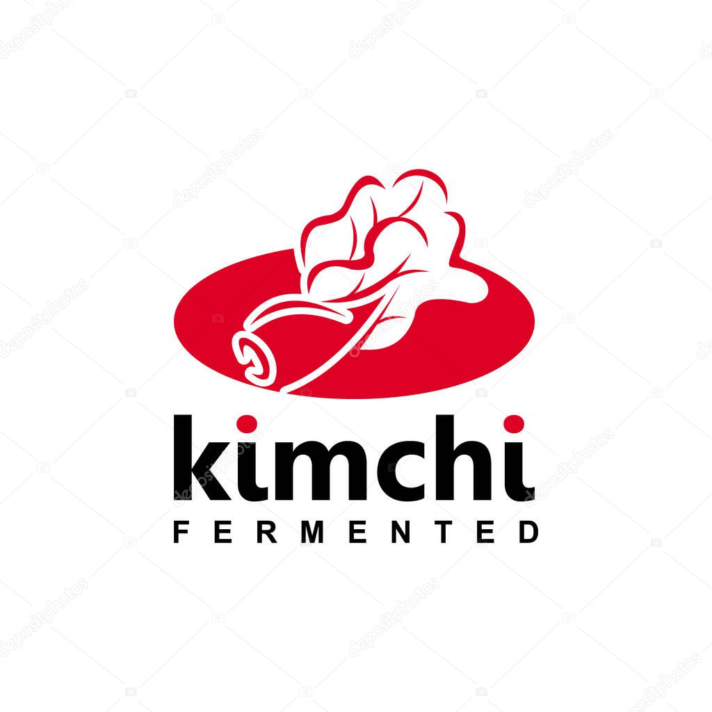 Kimchi Logo in Red Plate Vector