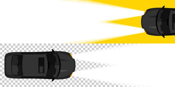 Έννοια Του Πανό Banner Φως Αυτοκίνητο Κίτρινο Και Διαφανές Φόντο — Διανυσματικό Αρχείο