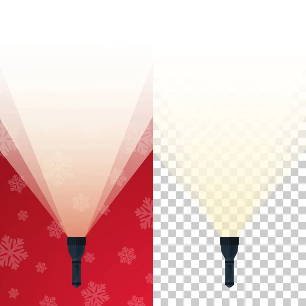 Χριστουγεννιάτικος Φακός Διαφημιστικό Πανό Διακοπών Κόκκινο Φόντο Νιφάδες Χιονιού Και — Διανυσματικό Αρχείο