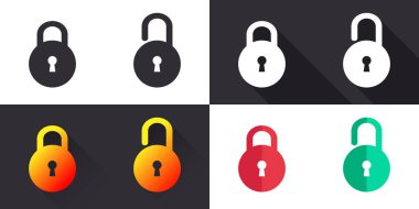 Simgeleri modaya uygun şekilde kilitle. Vektör simgelerini kavra. Yuvarlak asma kilit simgeleri. Vektör illüstrasyonu