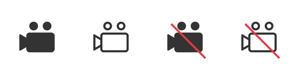 Videokamera Ikone Kinokamera Ikone Video Verboten Video Erlaubt Symbole Filmkamera — Stockvektor