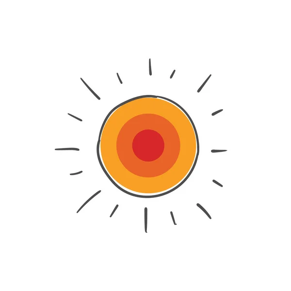 Doodle Solar Sol Desenhado Sobre Fundo Branco Estilo Moderno Ilustração — Vetor de Stock