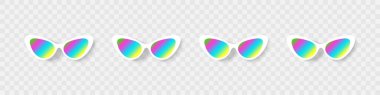 Güneş gözlüğü. Yaz gözlüğü modasına uygun. Moda aksesuarları. Çok renkli, soyut bir gradyan. Vektör illüstrasyonu