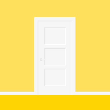 Modern Kapılar Düz Tasarım. Giriş kapısı. Hoşgeldin için kavramsal illüstrasyon, giriş daveti veya yeni fırsat. Vektör illüstrasyonu