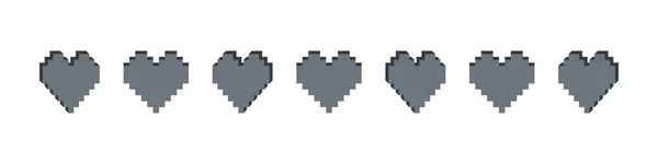 Herzen Pixelsymbole Isometrische Pixelherzen Pixel Art Herzen Auf Weißem Hintergrund — Stockvektor