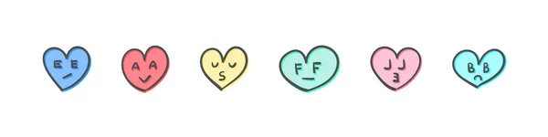Hearts Emoji Doodle Heart Transparent Background Flat Style Trendy Design — Stock Vector