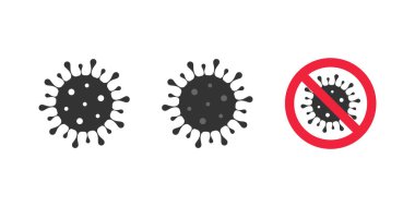 Bakteri hücre simgesi. Coronavirus ikonu. Roman bakterisi. Tehlikeli virüs işareti. Vektör illüstrasyonu