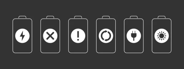 Icônes Batterie Ensemble Éléments Indicateurs Niveau Charge Batterie Illustration Vectorielle — Image vectorielle