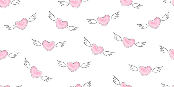 Dia Dos Namorados Fundo Com Corações Padrão Desenhado Mão Para —  Vetores de Stock