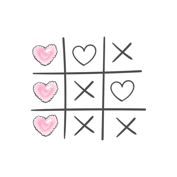 Feliz Dia Dos Namorados Cartão Saudação Tic Jogo Tac Toe — Vetor de Stock