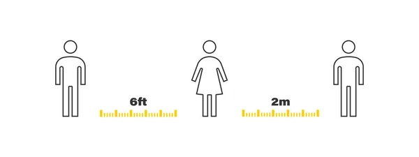 签署保持距离 社会疏离 与社会人士保持距离 以保护他们免受暴力侵害 线性风格 矢量说明 — 图库矢量图片