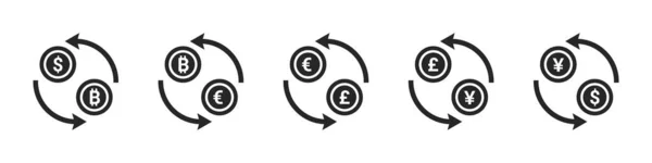 Значки Обмена Валюты Символы Мировых Денег Финансовые Векторные Иконки Векторная — стоковый вектор