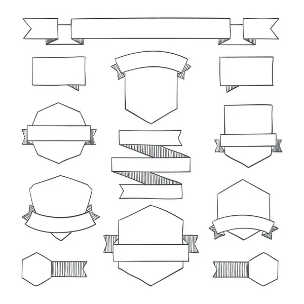 Cintas Conjunto Pancartas Cintas Dibujadas Mano Cintas Banner Estilo Moderno — Archivo Imágenes Vectoriales