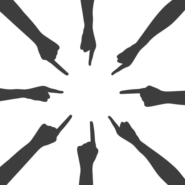 Şaret Parmağıyla Siluet Eller Takım Çalışması Işbirliği Oylama Gönüllü Konser — Stok Vektör