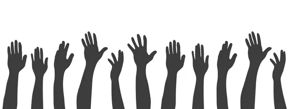 Bir Çift Siluet Siyah Insan Elleri Kollar Eller Yukarı Vektör — Stok Vektör
