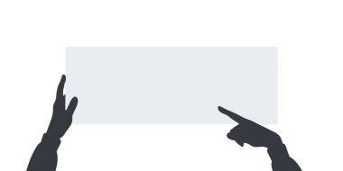 Elinde boş bir levha var. Metin için boş alan. Tasarım için hazırlan. Vektör illüstrasyonu