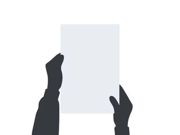 Manos Sosteniendo Papel Blanco Manos Sosteniendo Pancarta Blanco Espacio Vacío — Vector de stock