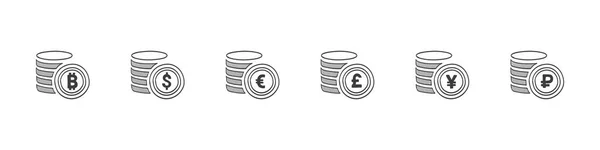 Münzzeichen Gesetzt Geld Und Zahlungssymbole Handgezeichnete Vektorillustration — Stockvektor