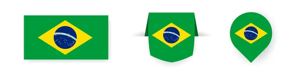 Brazil Flags Label Point Icon Simple Flag Vector Illustration — Διανυσματικό Αρχείο