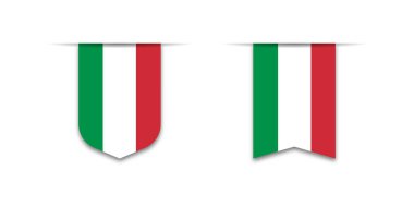 İtalya bayrağı. Etiket bayrağı simgesi, onay kutusu işareti. Dünyanın bayrakları. Vektör illüstrasyonu