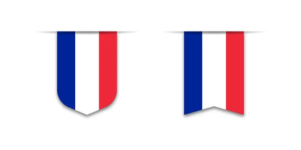 Bandera Francia Etiqueta Icono Bandera Signo Casilla Verificación Banderas Del — Vector de stock
