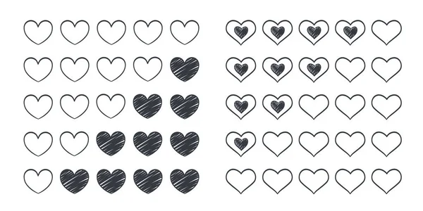 Qualitätssiegel Herzsymbole Gezeichnete Ikonen Der Herzen Vektorillustration — Stockvektor
