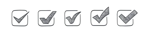 Häkchen Setzen Gezeichnete Symbole Der Häkchen Symbole Der Konfirmation Vektorillustration — Stockvektor