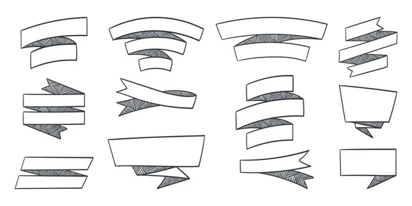 Elementos Fita Desenhei Fitas Modernas Bandeiras Faixas Fita Ilustração Vetorial — Vetor de Stock