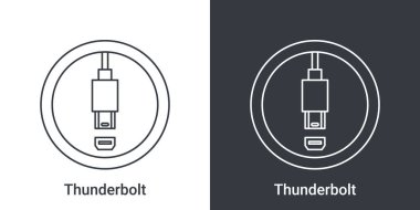 Thunderbolt port simgesi. Bilgisayar bağlantı işaretleri. Bağlantı simgesi. Vektör illüstrasyonu