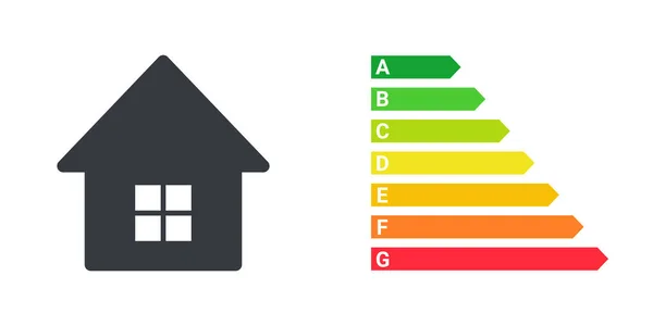 Energy Efficiency Concept Energy Efficient House Classification Graph Vector Illustration — Stock Vector