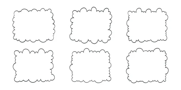 Cadres Forme Nuages Cadres Dessinés Main Illustration Vectorielle — Image vectorielle