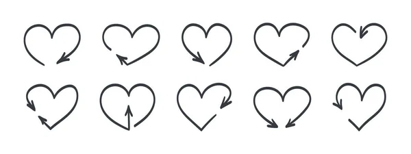 Flechas Del Corazón Iconos Doodle Flechas Flechas Vectoriales Flechas Elementos — Vector de stock