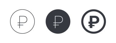 Rus rublesinin işareti. Rus para biriminin sembolü. Dünyanın para sembolleri bunlar. Vektör illüstrasyonu