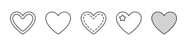 Herzsymbole Lineare Herzsymbole Vektor Herzen Gesetzt Vektorillustration — Stockvektor