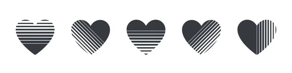 Herzenssymbole Abstrakte Texturierte Herzen Herzen Setzen Konzept Vektorillustration — Stockvektor